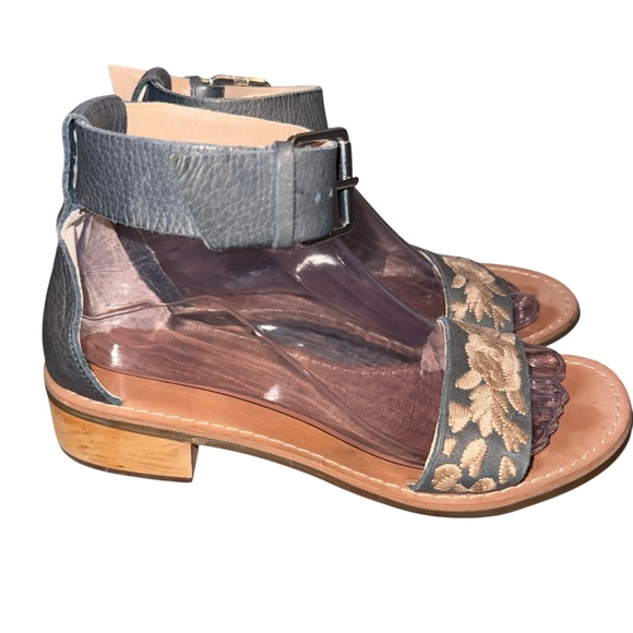 Latigo Tana Leather Embroidered Ankle Strap Sandals 7.5 Boho Western Cottagecore - Picture 4 of 8